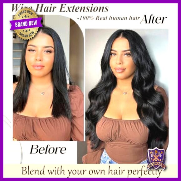 20-Inch Real Human Hair Extensions with Invisible Wire & 4 Clips main image 5